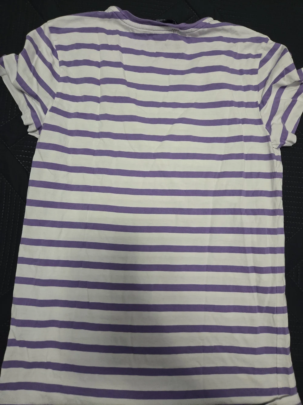 Ralph Lauren Purple Stripe Crewneck Polo Tee - White & Purple Girls Med